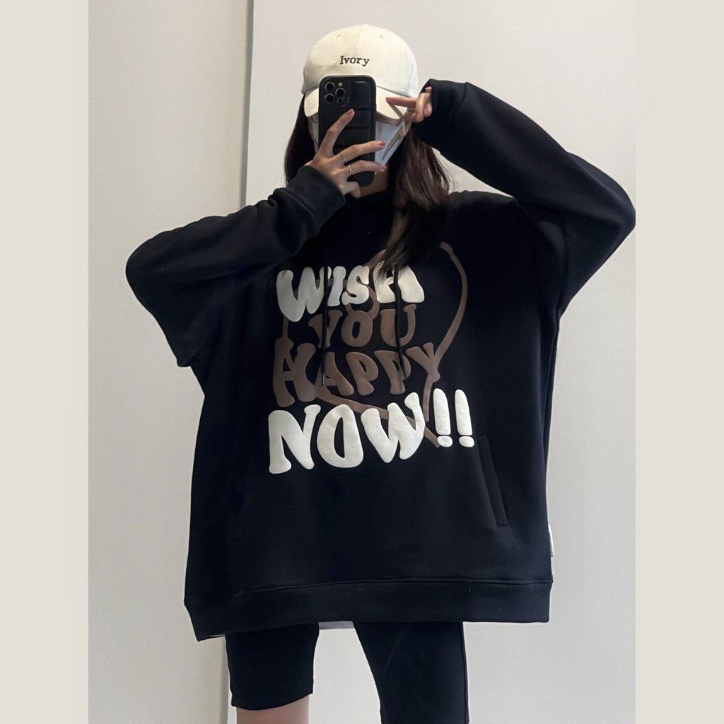 Áo khoac hoodie nỉ bông HAPPY form rộng unisex nam nữ Vuasivuare