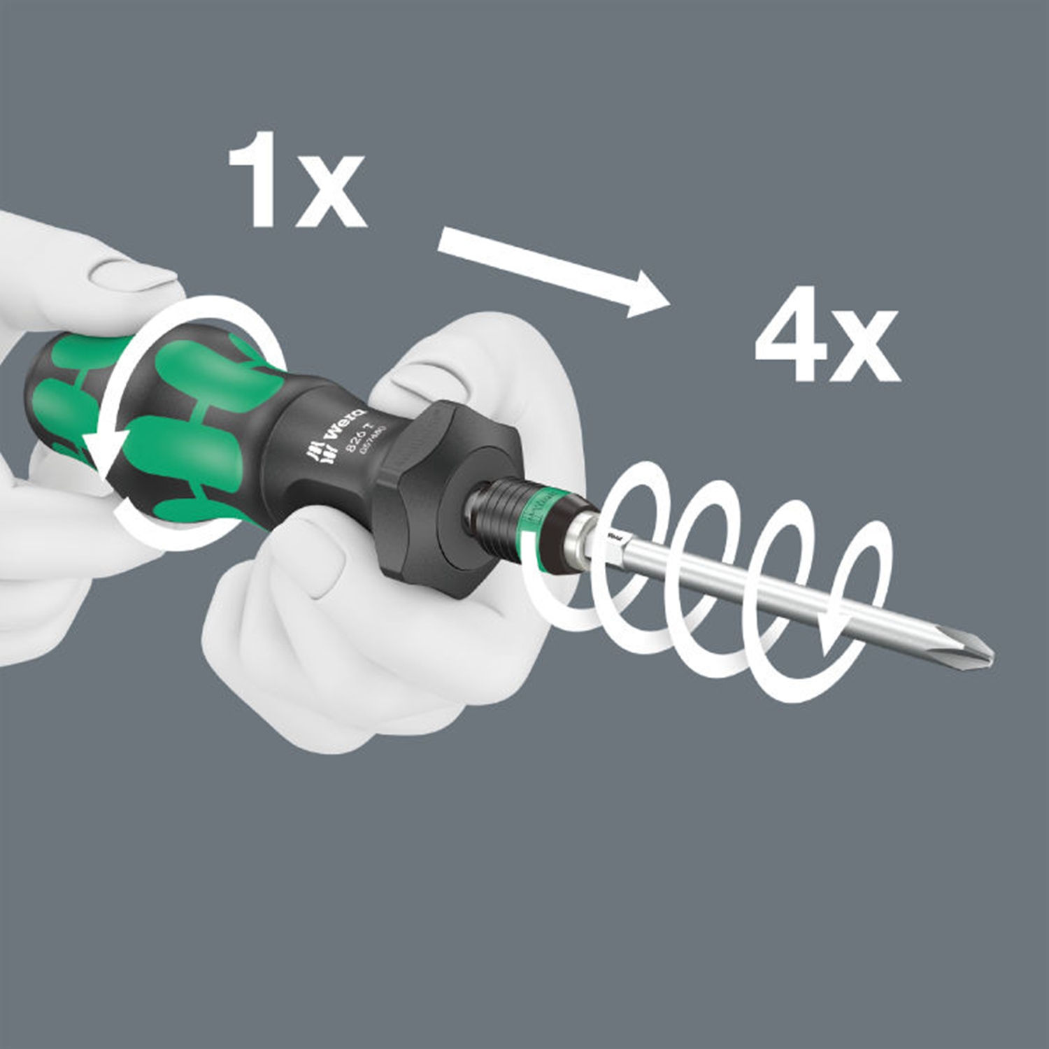 Cán vặn vít 826 T Kraftform Turbo bits handholder with Rapidaptor quick-release chuck Wera 05057480001