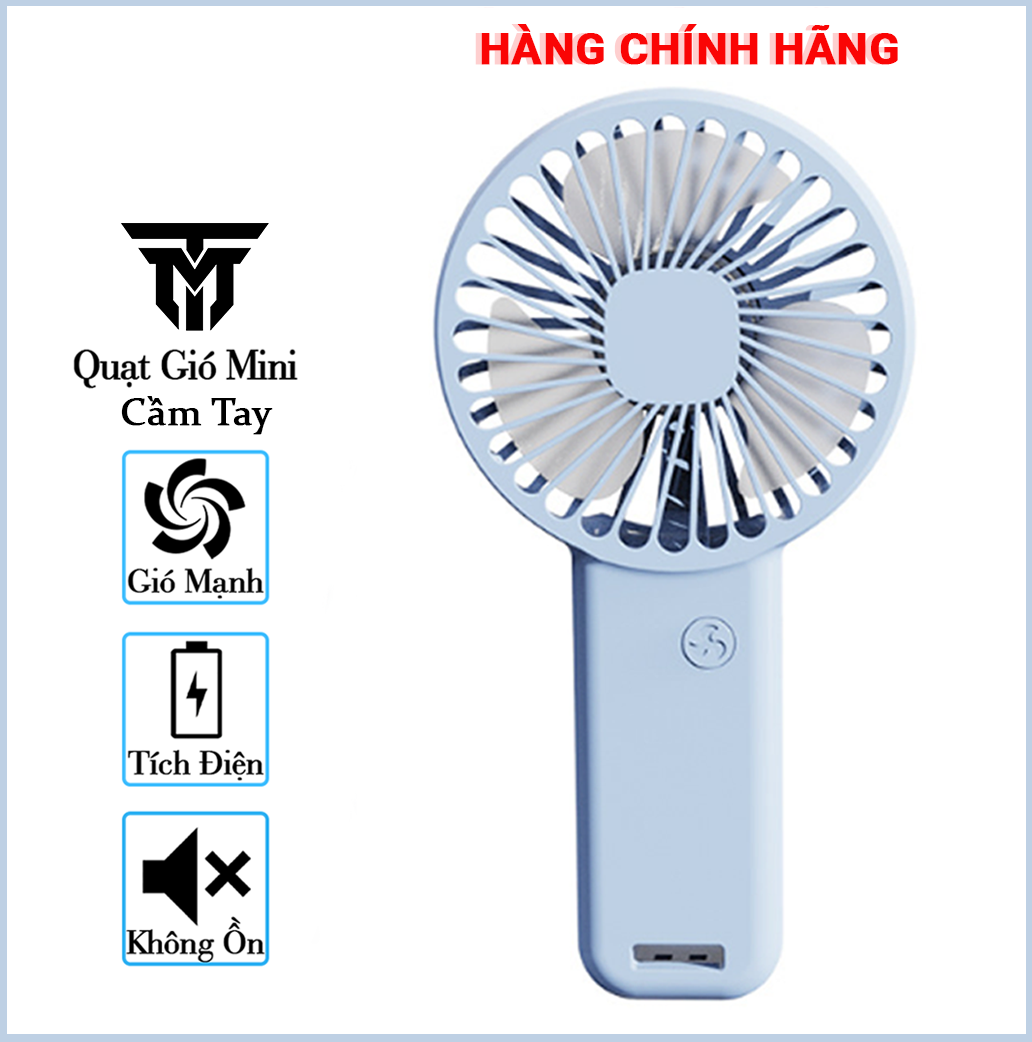 Quạt Cầm Tay Mini Tích Điện Teement, Có Giá Đở Điện Thoại, Sạc USB Di Động Tiện Lợi - Hàng Chính Hãng