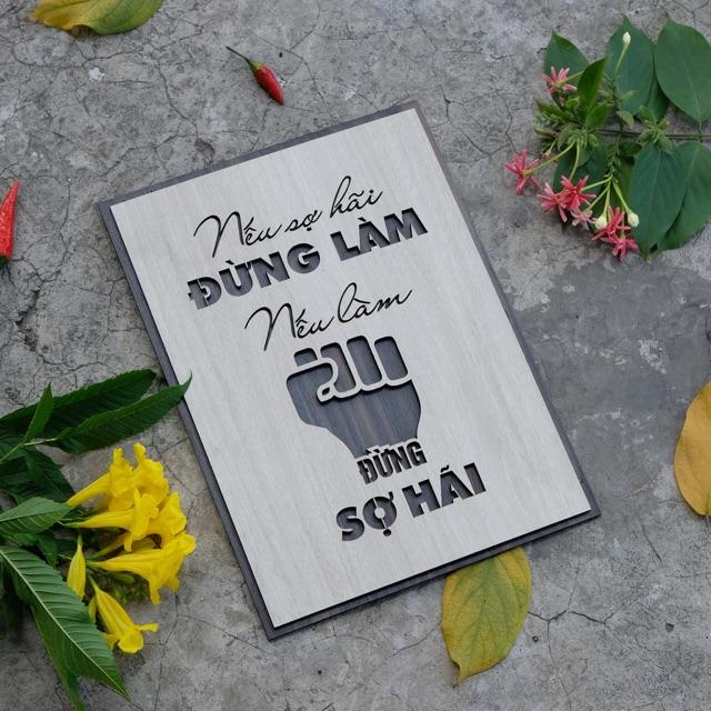 Tranh Slogan nội dung tạo động lực làm việc bằng Gỗ TBIG020