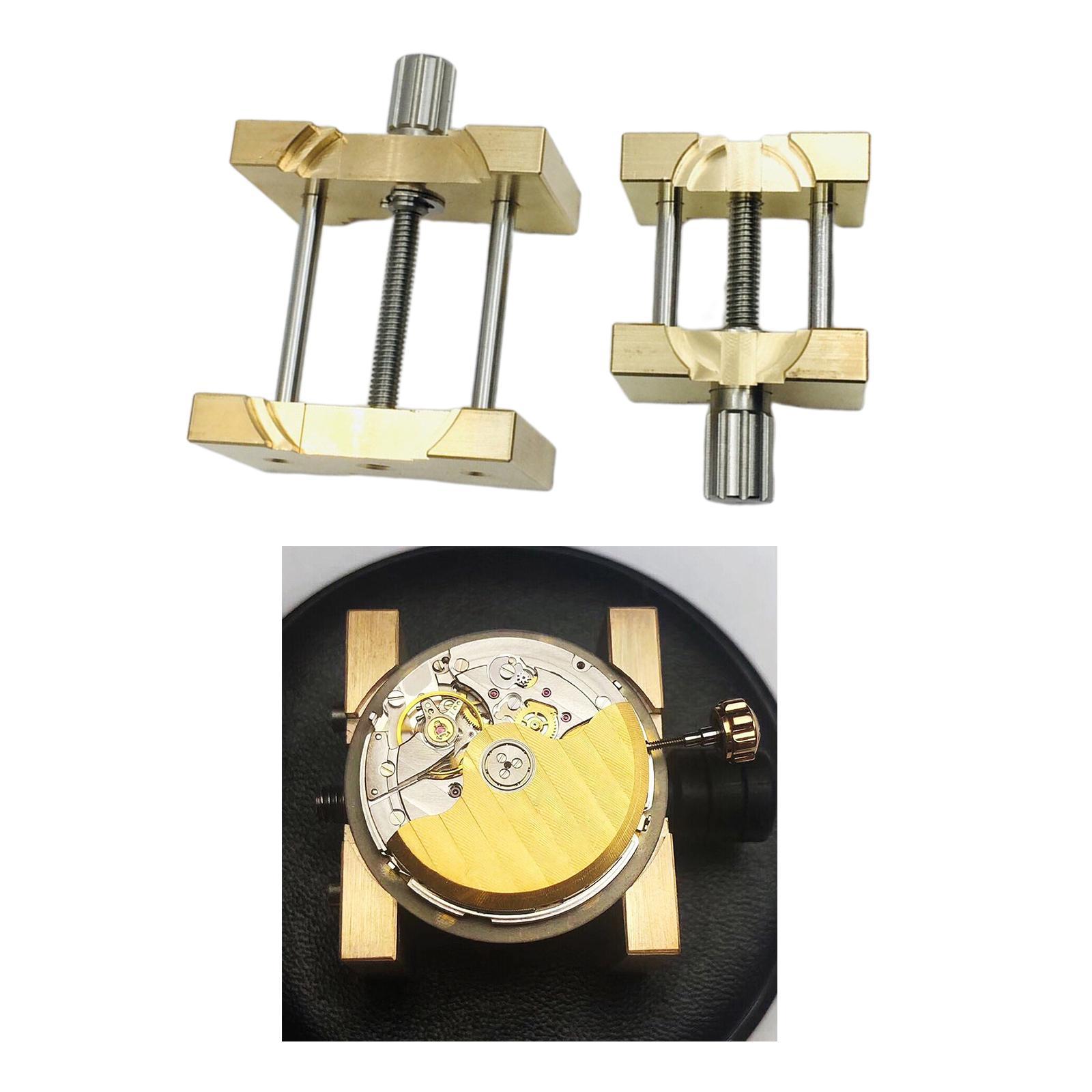 2 Pieces Brass Watch Movement Clip Holder Fixed Base Accessory 2 Seats