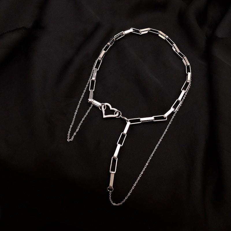 Vòng cổ choker ba lớp mặt hình tim phong cách cá tính