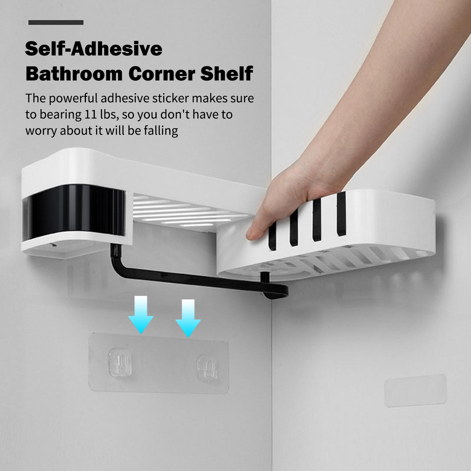 Bathroom Corner Shelf No Drilling Wall-mounted Storage Rack Holder Cabinets 2 Tier Bathtub Bath Shower Caddy Basket