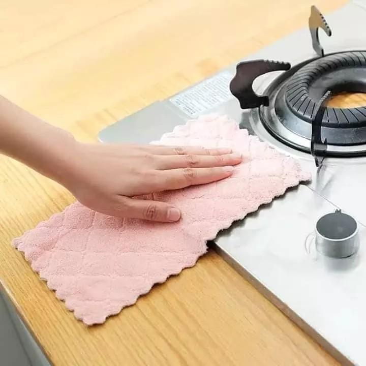 Combo 10 Khăn Lau Bếp Đa Năng 2 Mặt Viền Lượn Sóng - Khăn Lau Bếp Đa Năng Siêu Thấm