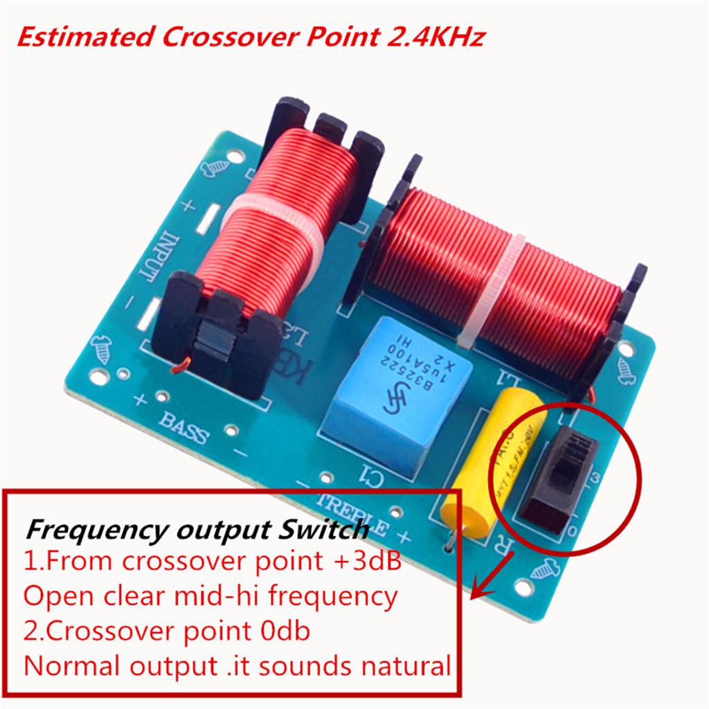 1Pcs Treble Bass 2 Way Frequency Divider Audio Crossover Filter Board 100W