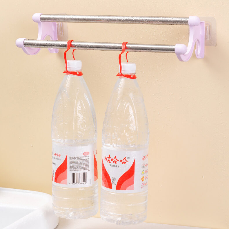 Giá Treo Khăn Nhà Tắm Dán Tường 2 Thanh INOX Giá Treo Vung Nồi Móc Đồ Nhà Bếp Tiện Lợi