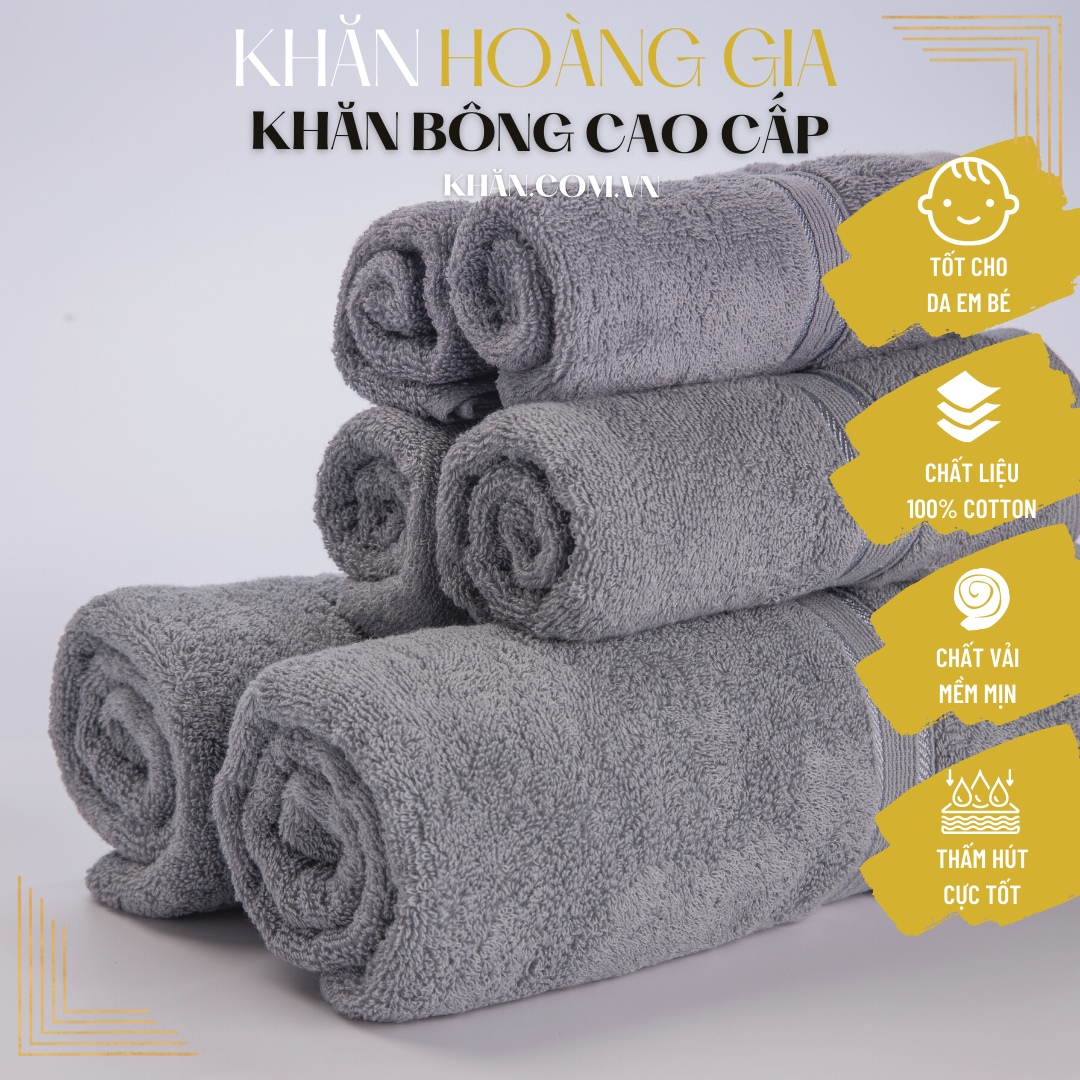 Khăn mặt, Khăn gội đầu 100% Cotton Siêu thấm hút, không phai màu Dùng Gia đình khách sạn