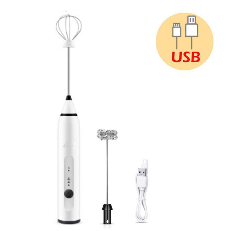 3 Tốc Độ Trứng Be Cà Phê Sữa Uống Đánh Trộn Đầu Eggbeater Frother Khuấy USB Sạc Thực Phẩm Cầm Tay Máy Xay Đánh Trứng