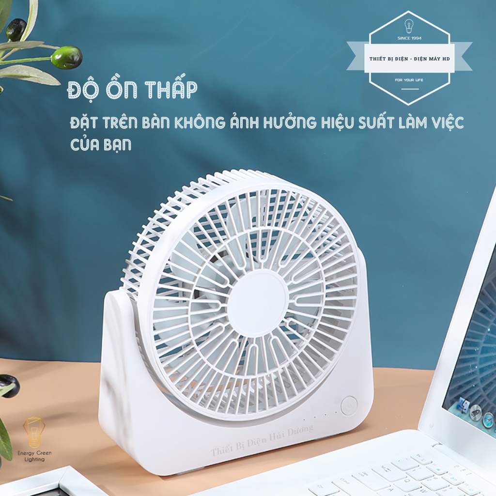 Quạt Tích Điện Để Bàn F4 - 4 Tốc Độ Gió - Pin 3600mAh Siêu Khỏe - Lật Lên Lật Xuống 90 Độ - Có Video