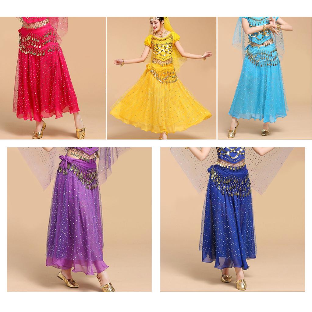 Belly Dance Skirt Set With Waist Chain For Female Ballerina