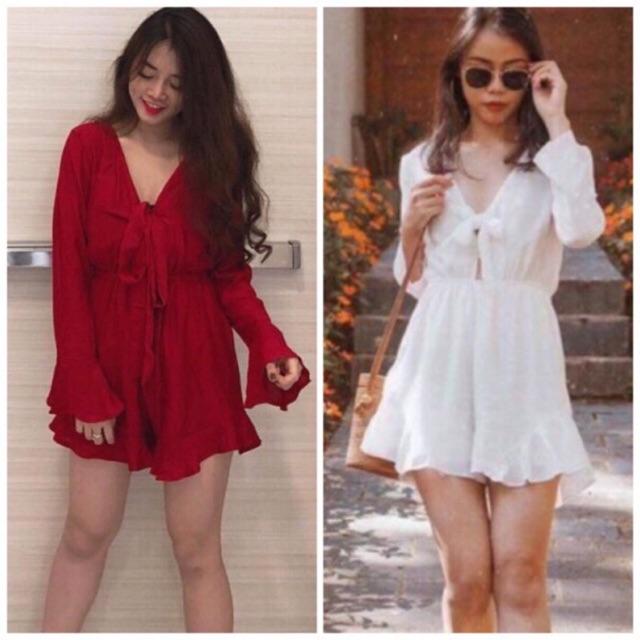 Jumpsuit wani trắng/đỏ ,jump 2 lớp( kèm ảnh thật)