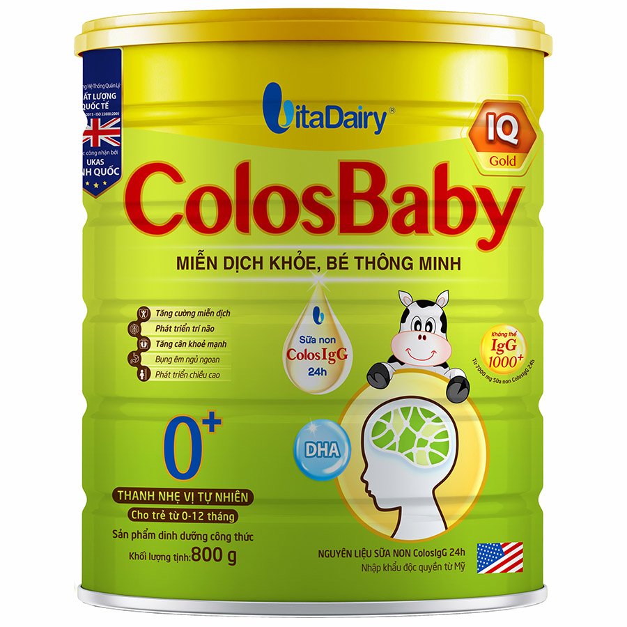 Sản Phẩm Dinh Dưỡng Công Thức ColosBaby IQ 0+ 800g - S