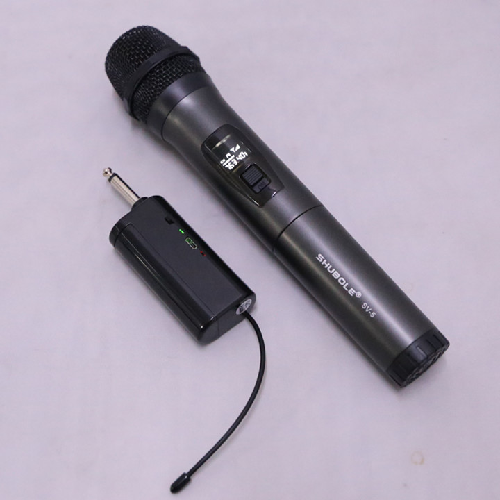 Micro Karaoke Không Dây Đa Năng Shubole SV-5 Gồm 1 Micro Chuyên Dụng Loa, Amply Sử Dụng Đầu Thu Mini Kết Nối Cực Xa Lên Tới 35m - Hút Âm Cực Tốt - Hát Cực Nhẹ - Kèm 1 Jack Chuyển Đổi 6. Qua 3. - Hàng Chính Hãng