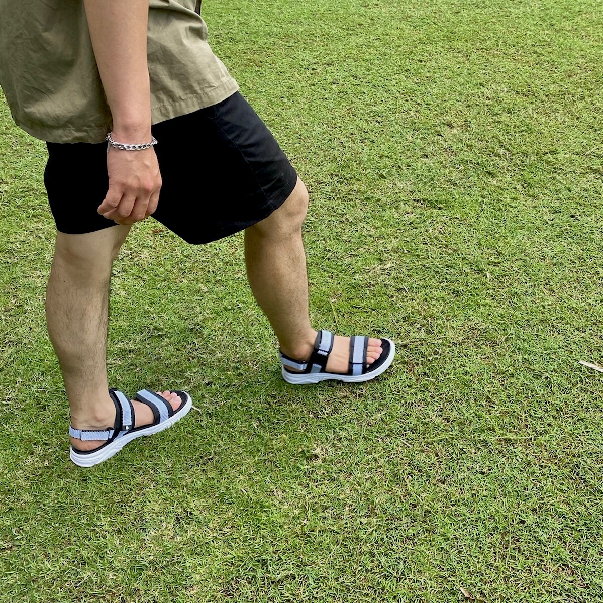 Giày Sandal Nam The Bily Quai Ngang - Đế Trắng Lót Đen Màu Trắng BLDTMD03