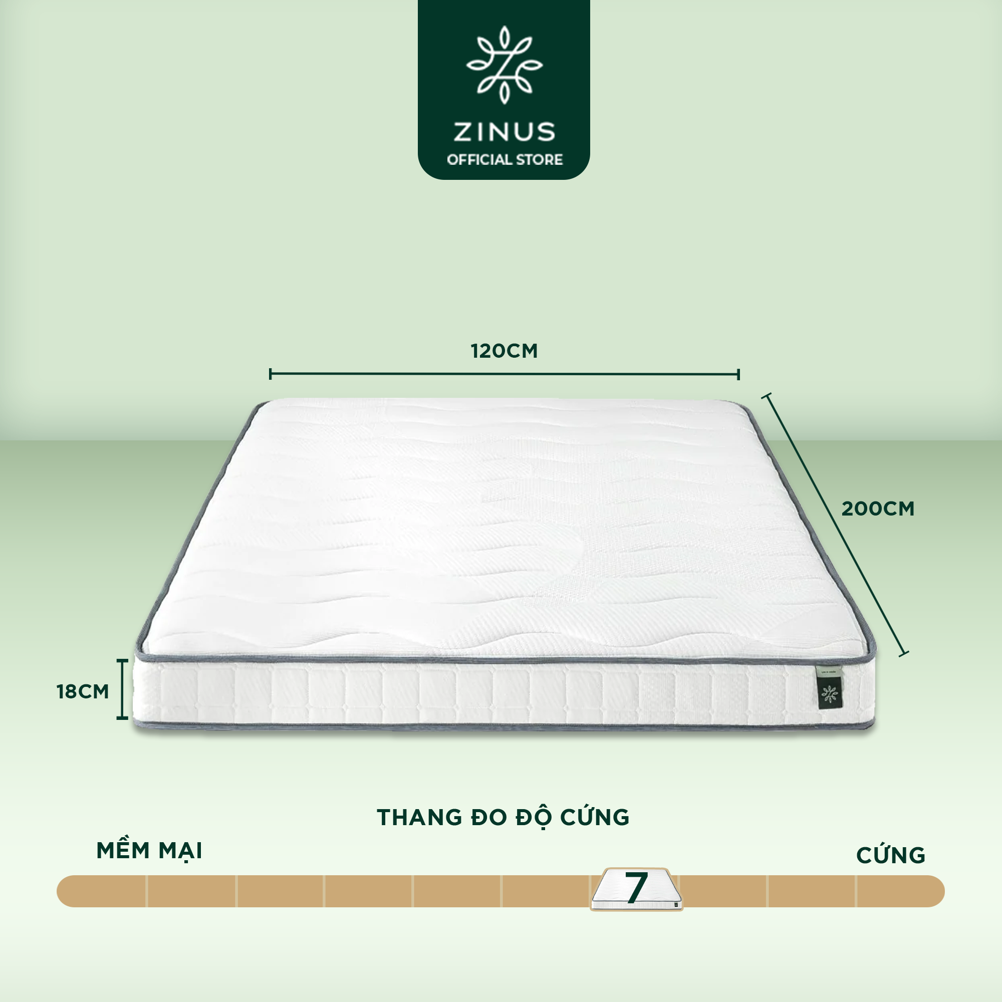 Nệm Lò Xo Cao Su Liên Kết Zinus 18cm Bonnel Mattress