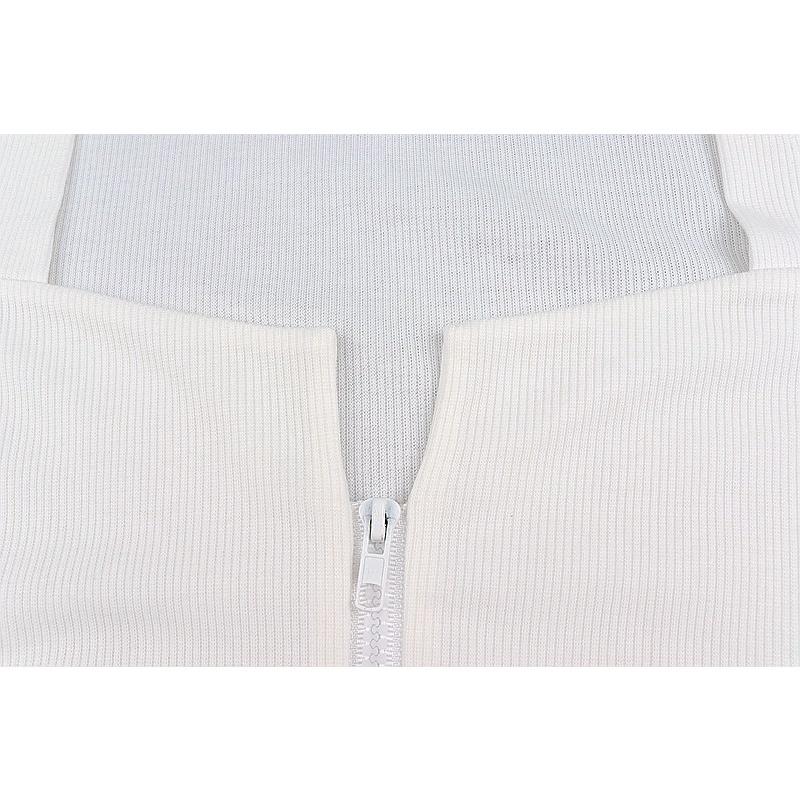 Áo thun croptop nữ dài tay phối khóa kéo chất thun gân dày dặn cá tính - A00144