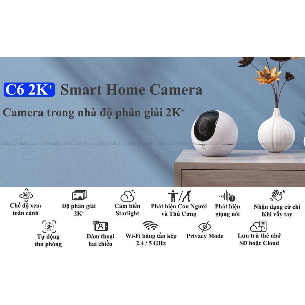 Camera IP Wifi Ezviz C6 4MP 2K+ Xoay 360 độ, đàm thoại 2 chiều - Hàng chính hãng