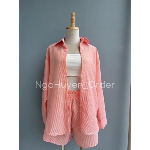 Nguyên set SƠMI XỐP màu pastel dài tay năng động thời trang mua hè 2022