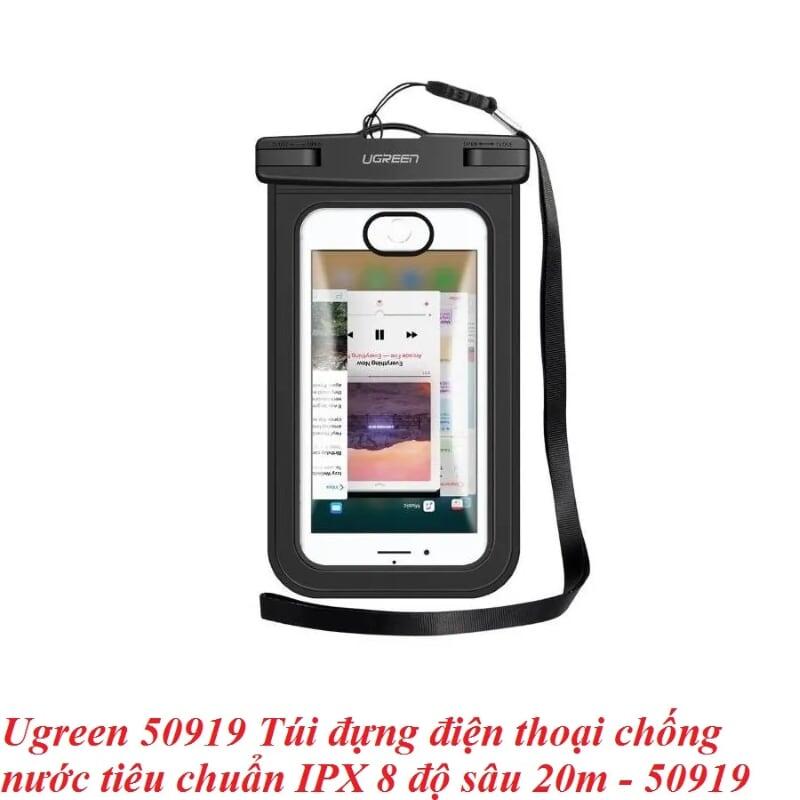 Ugreen UG50919LP186TK tiêu chuẩn IPX 8 độ sâu 20m Túi đựng điện thoại chống nước trong suốt cho màn hình từ 4 đến 6.5 inch - HÀNG CHÍNH HÃNG