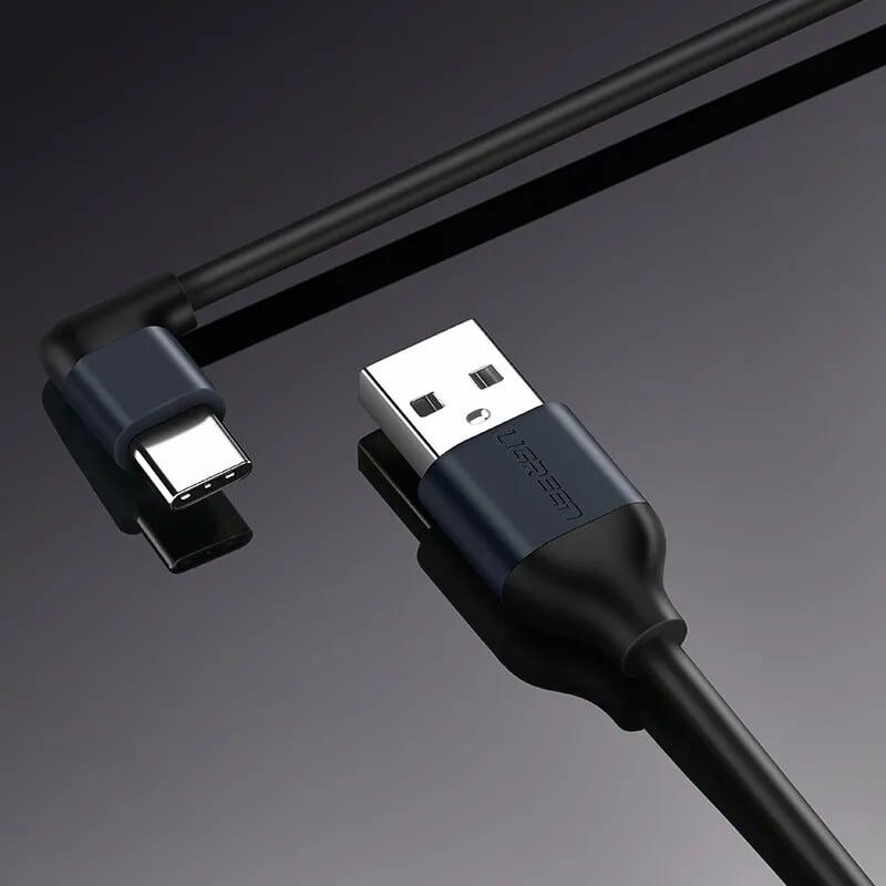 Ugreen UG50521US274TK 1M Dây USB sang USB-C vuông góc - HÀNG CHÍNH HÃNG