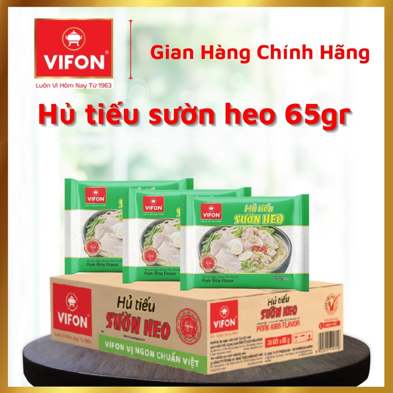 Thùng 30 Hủ Tiếu Sườn Heo VIFON (65g / Gói)