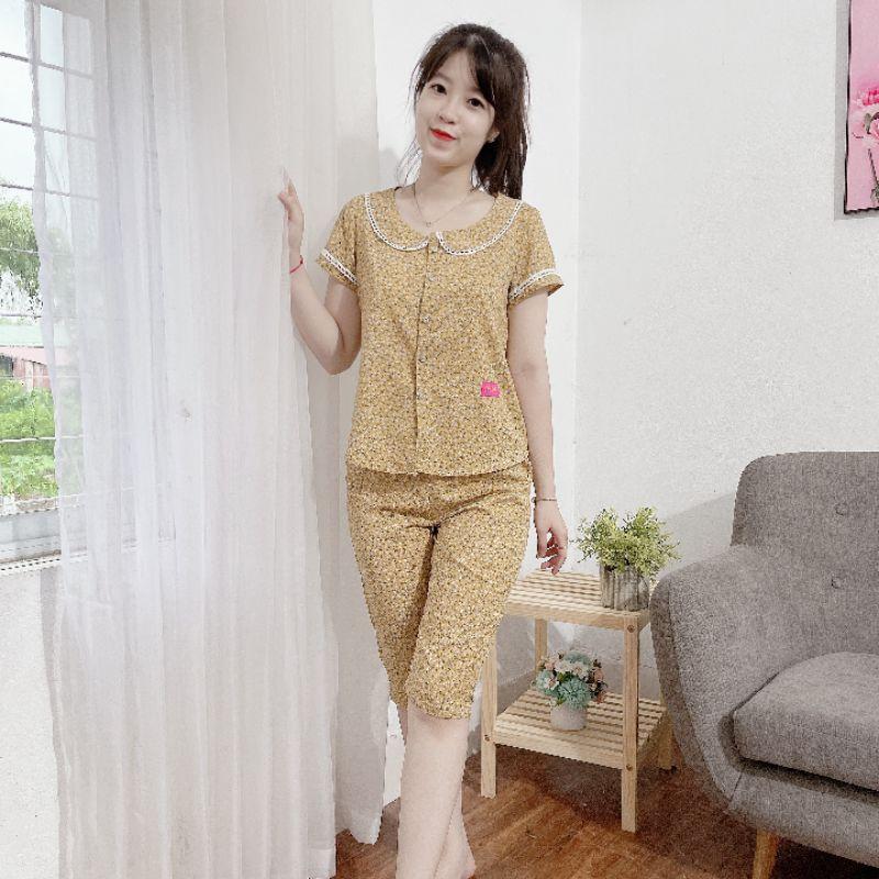Đồ bộ mặc nhà cáo cấp cổ sen phối ren