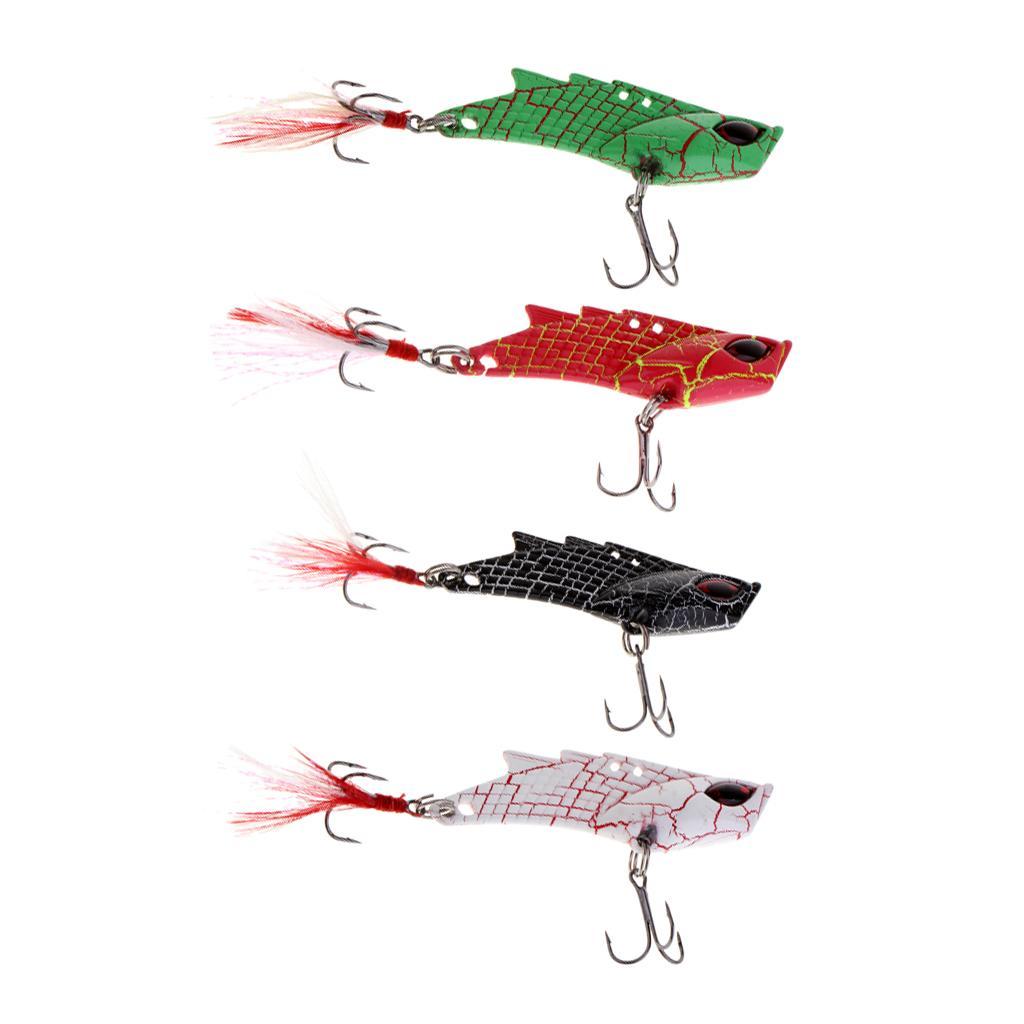 Metal VIB Fishing Lure Spinners Spoons Hard Bait Crankbaits with Feathers Treble Hooks