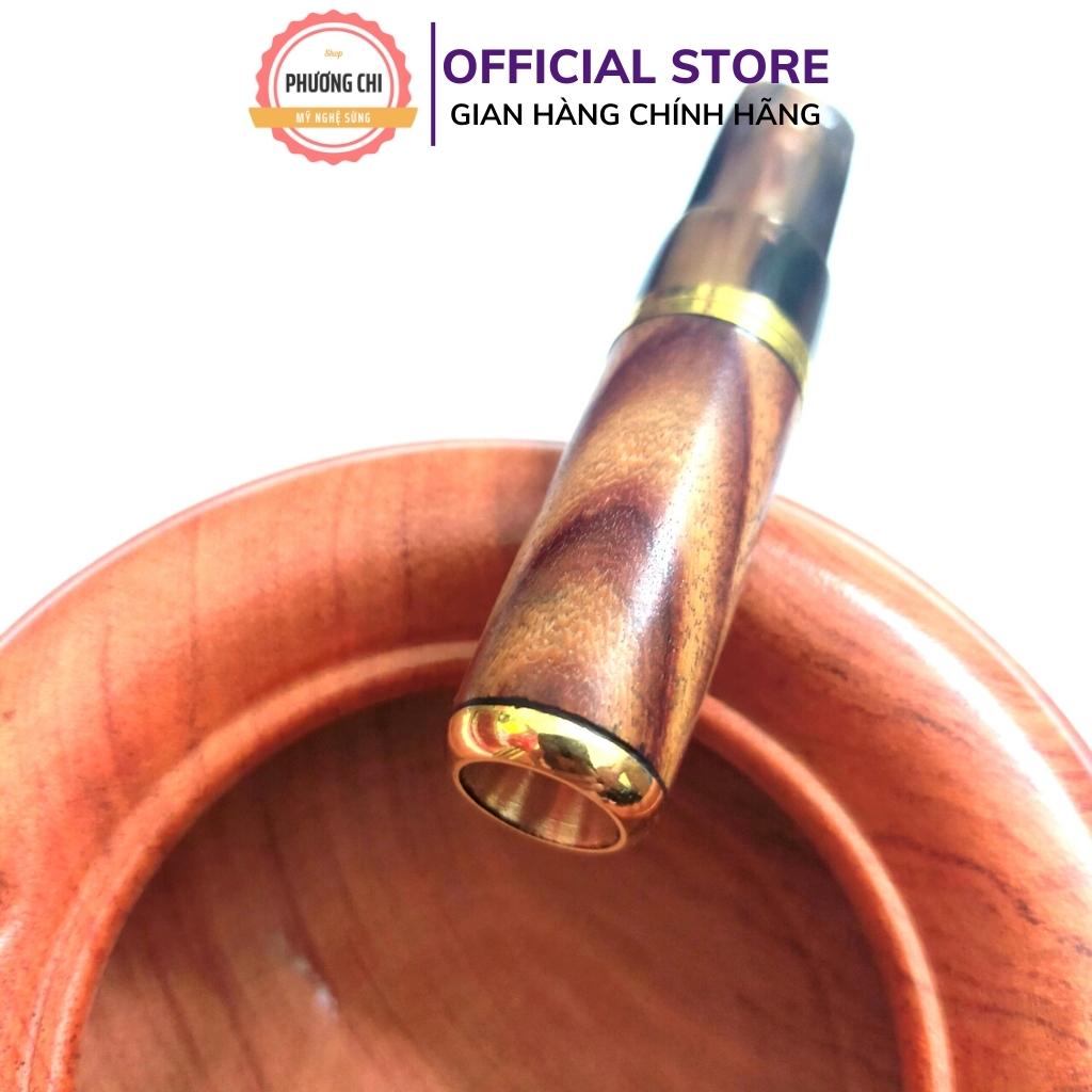 Tẩu Bắt Tóp Xì_Gà mini  Ring 22-27 chất liệu sừng nối gỗ đầu bằng đồng cao cấp - quà tặng ý nghĩa