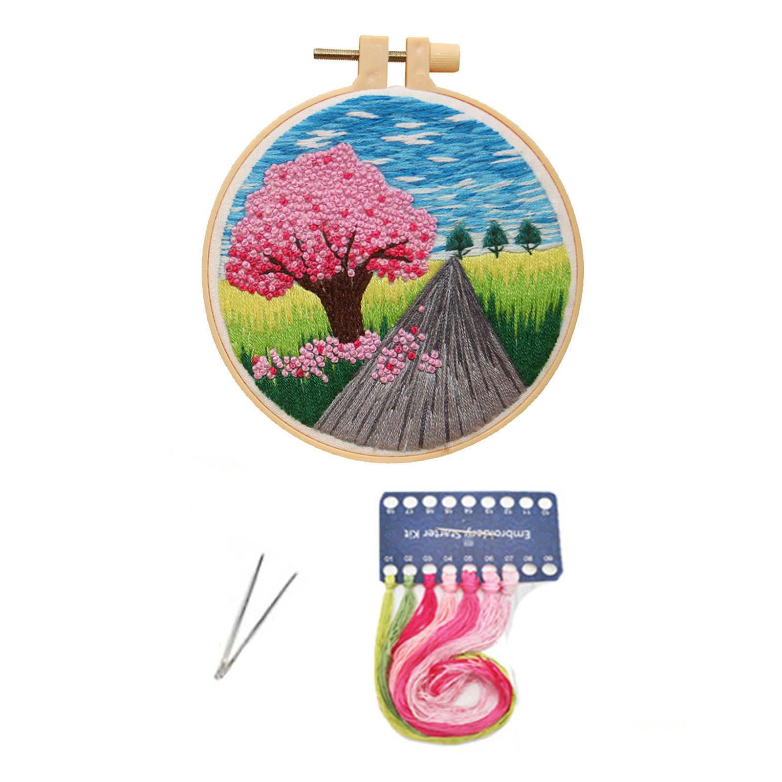 Landscape Embroidery Starter Kit Cross Stitch Kit embroidery threads needles for Beginners DIY Material Tools Art Handy with Pattern Kits