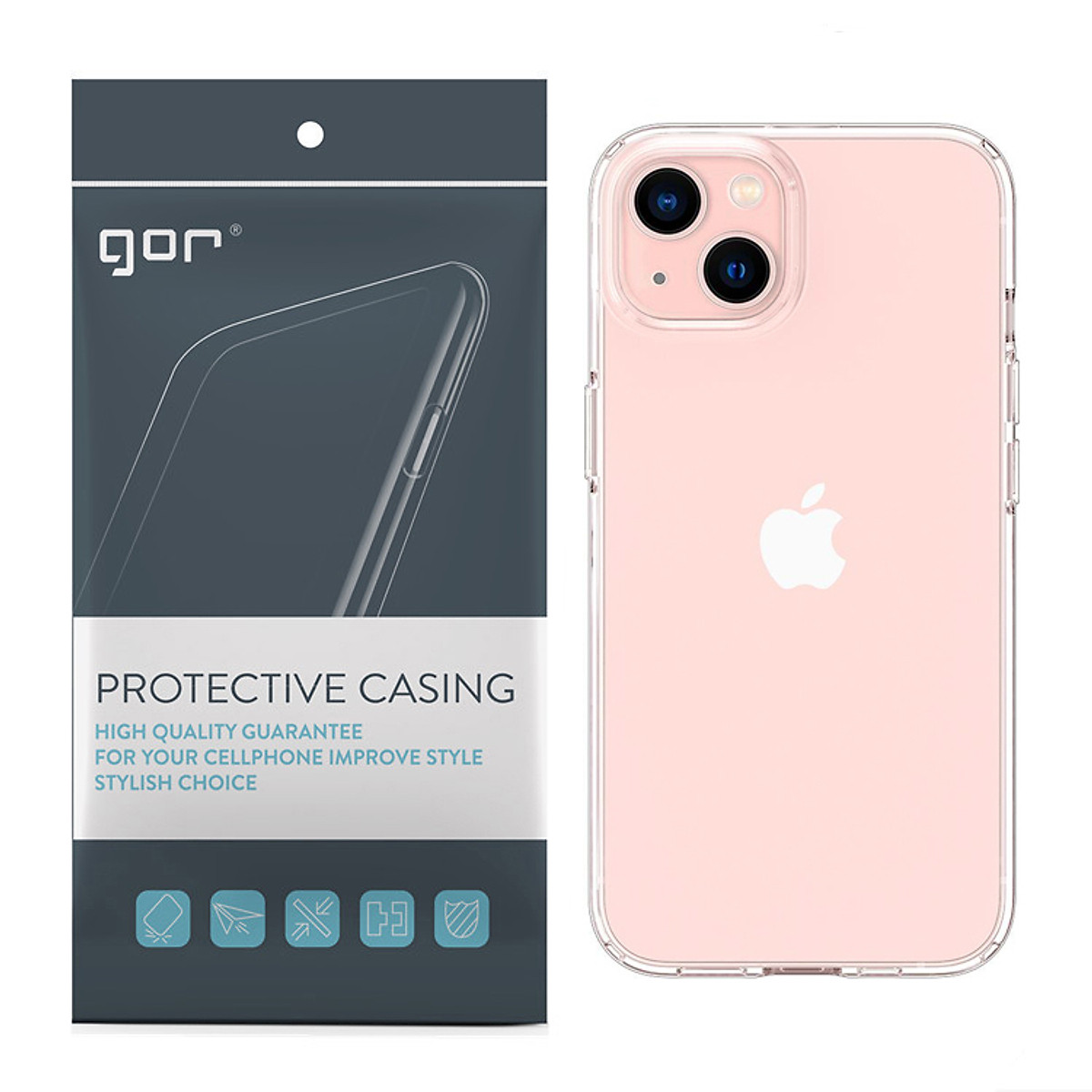 Ốp Lưng Silicon TPU trong suốt GOR cho iPhone 13 Mini / 13 / 13 Pro / 13 Pro Max - Hàng Chính Hãng