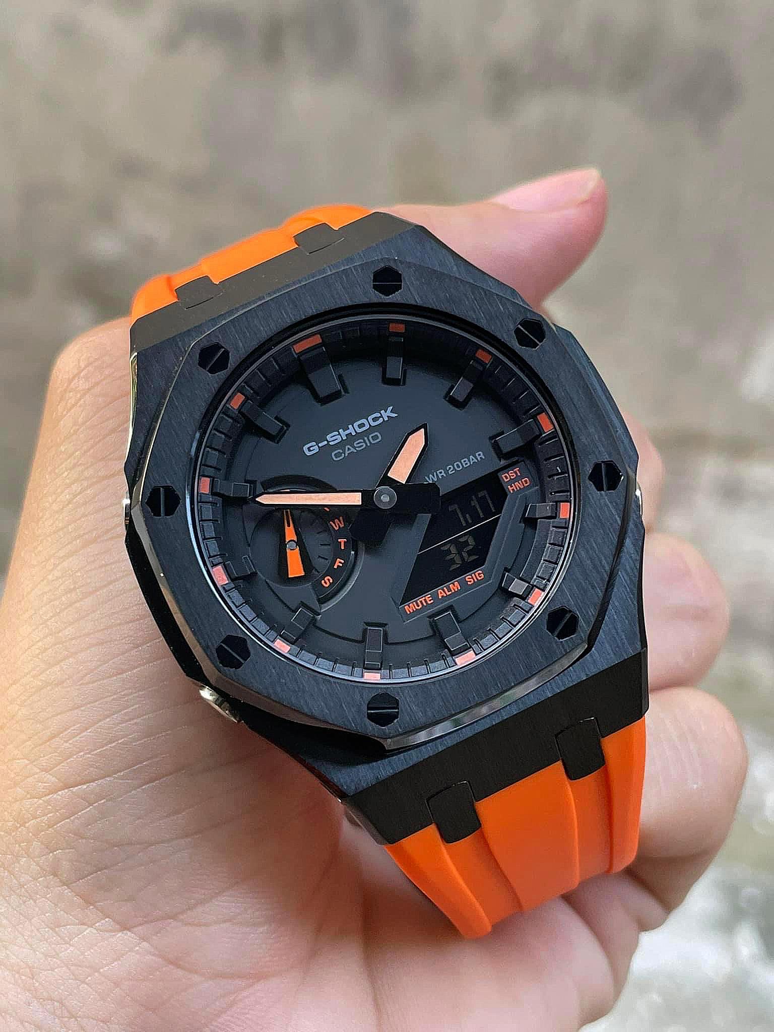 Đồng Hồ Nam Dây Nhựa Casio G-Shock GA-2100-1A4 AP Custom Black x Orange Royal Oak