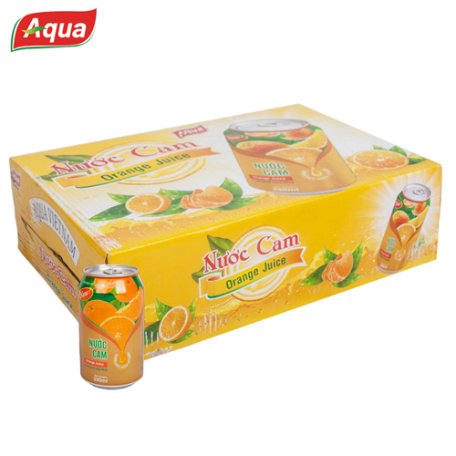 Thùng 24 lon nước Cam AQUA (24 lon x 330ml)