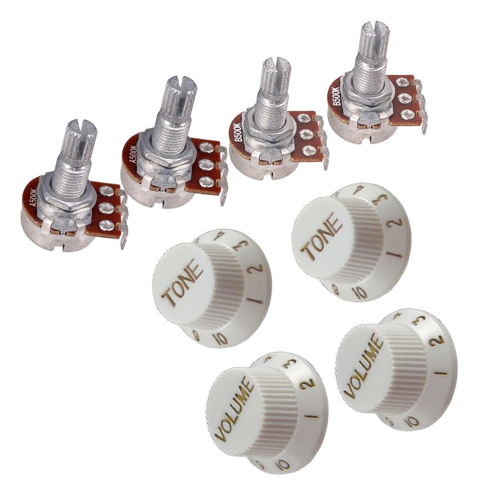 A500K B500K Split Shaft Audio Taper Pots Volume Tone Control Knob Accessory