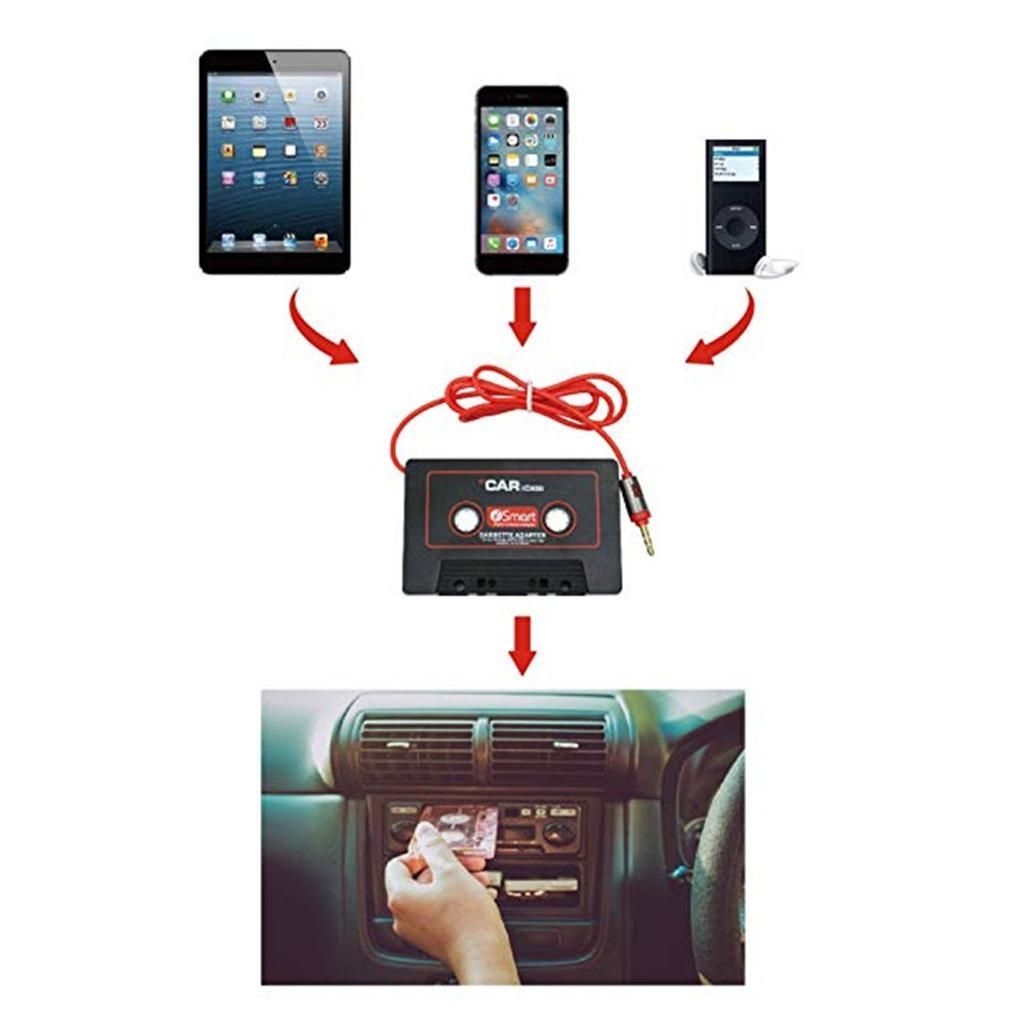 2x 3.5mm Jack Stereo to Car AUX Audio Cassette Tape Adapter Converter Black