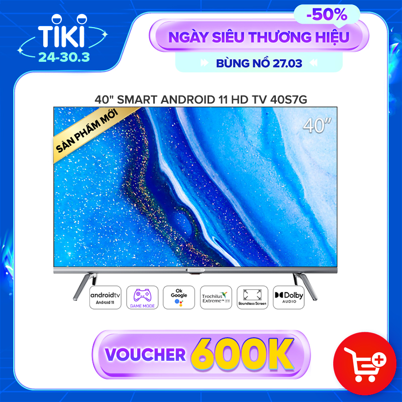 [SẢN PHẨM MỚI] SMART TV Coocaa 40 inch - Android 11 TV  Wifi Viền mỏng - Model 40S7G - Hàng chính hãng