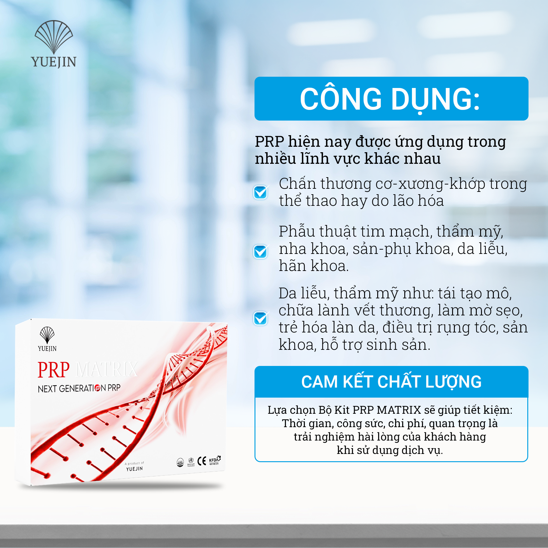 PRP MATRIX - Bộ Kit tách huyết tương giàu tiểu cầu 18 món - Yuejin