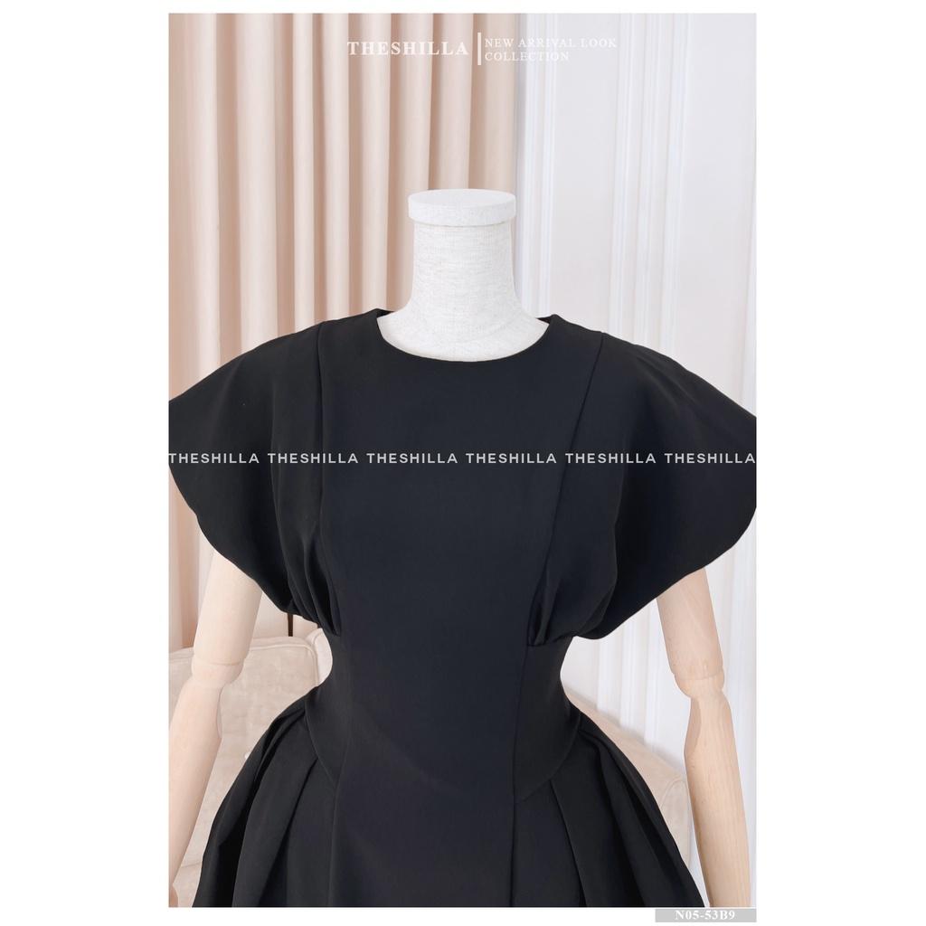 Váy thiết kế cao cấp màu đen tay cánh dơi chiết eo The Shilla - N05-53B9