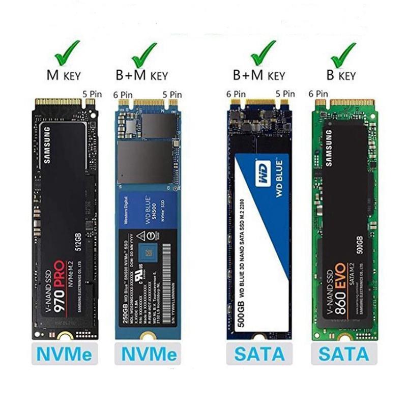 Hộp M2 NVMe SATA SSD 10Gbps HDD Giao Thức Kép Type-A Sang Type-C Cho M.2 SSD