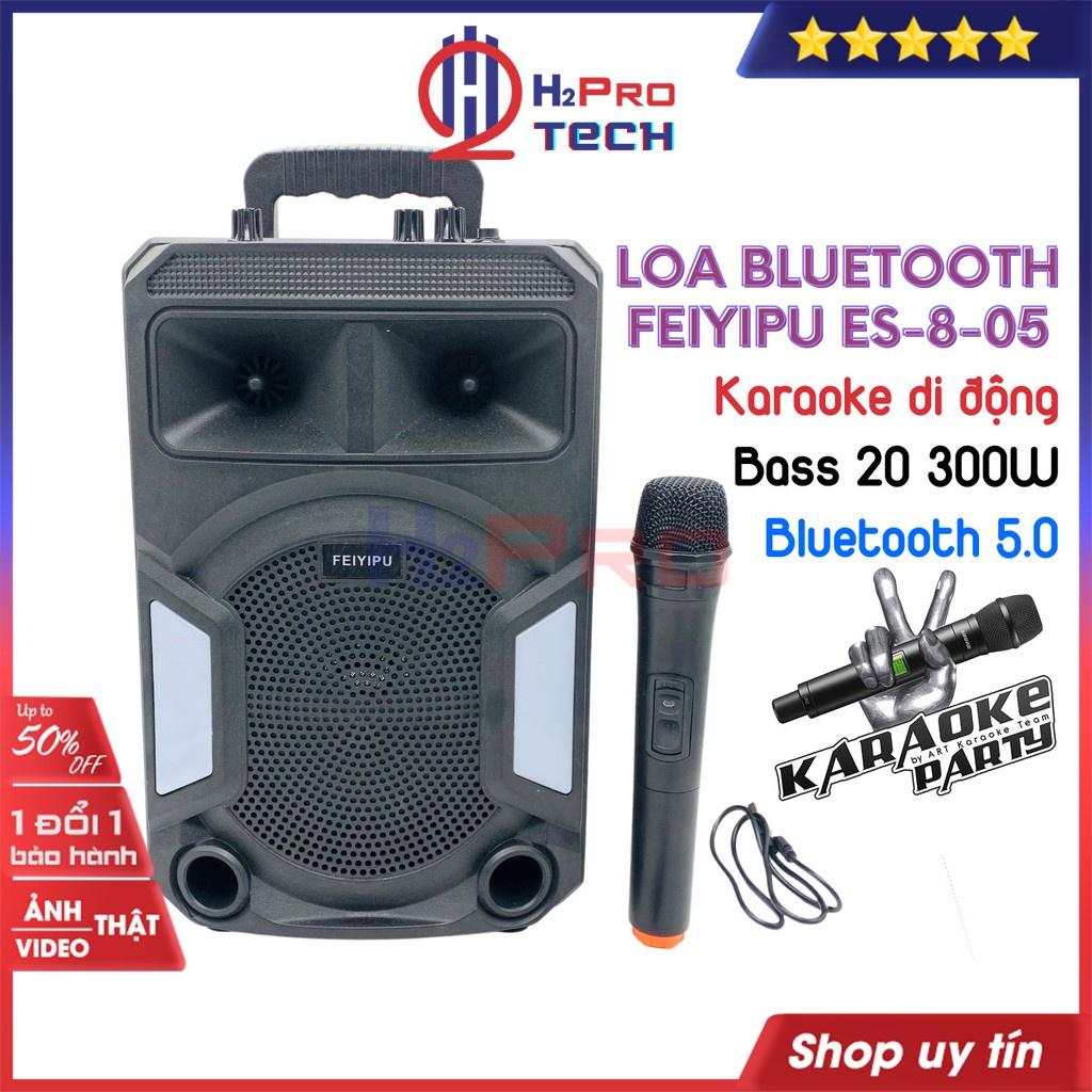 Loa Bluetooth Karaoke, loa hát karaoke mini FEIYIPU ES-8-02 bass 20-300W cao cấp-led 7 màu, Tặng 1 Mic Ko dây-Shop H2pro