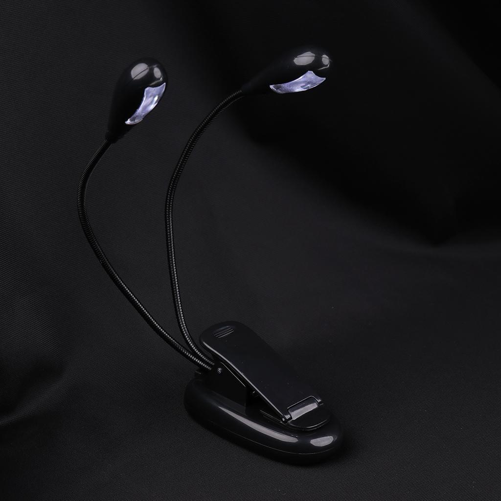 Flexible 4 LED Music Stand Music Lamp Illumination Black