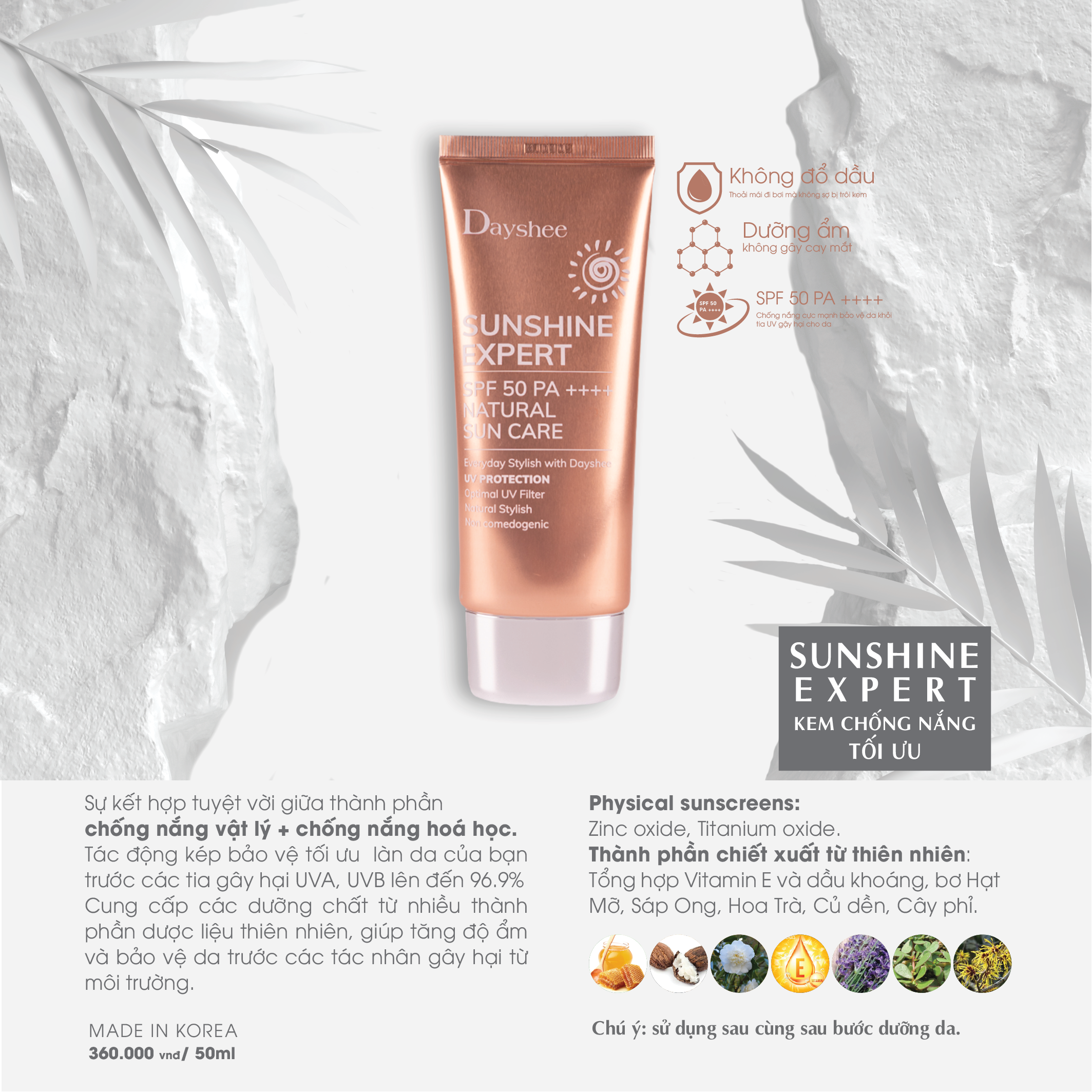 Dayshee Kem Chống Nắng Bảo Vệ Da Tối Ưu Sunshine Expert SPF50 PA++++ 50ml