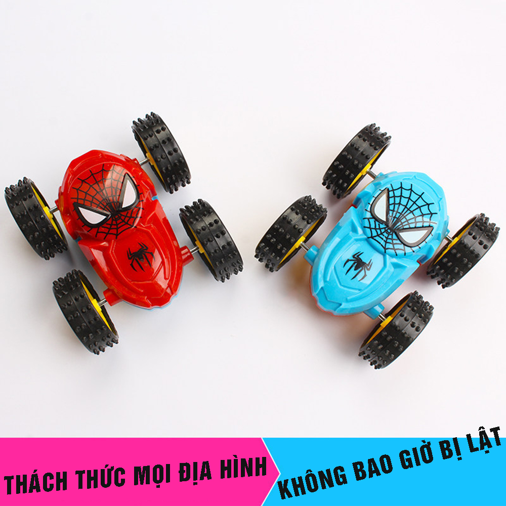 Đồ chơi xe ô tô địa hình bánh đà quán tính, chống lật 360 độ chạy trên mọi địa hình, nhựa nguyên sinh an toàn, hình người nhện Spider Men, Dan House DH11-Hàng chính hãng