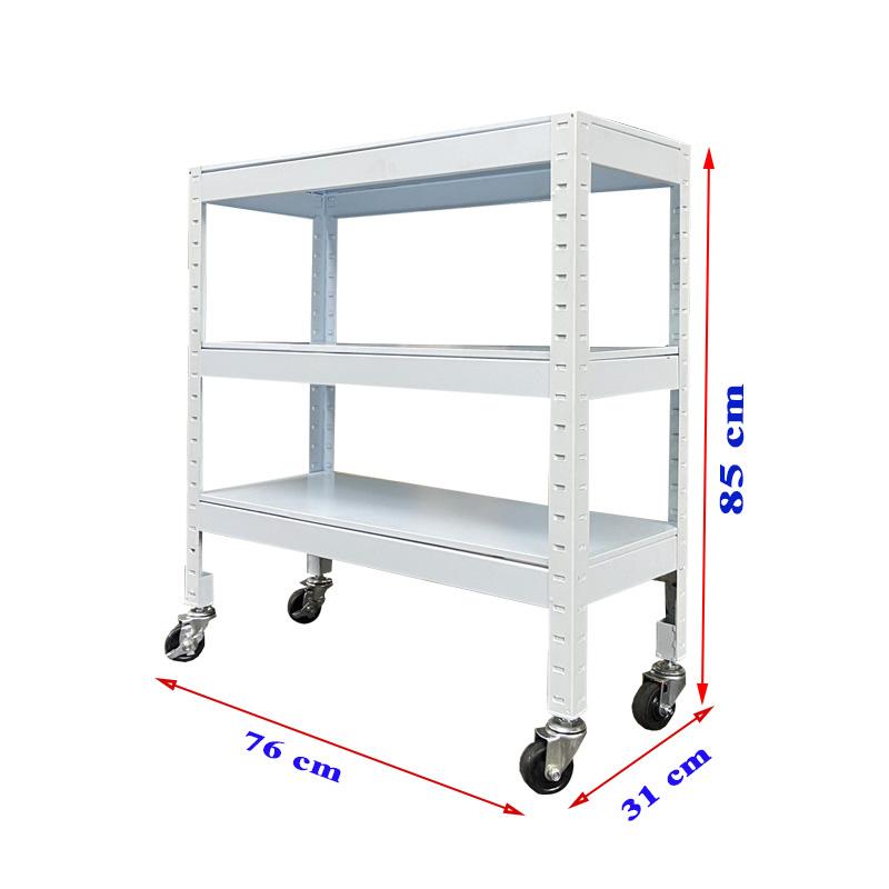 Kệ có bánh xe 3 tầng đa năng 76cm màu trắng