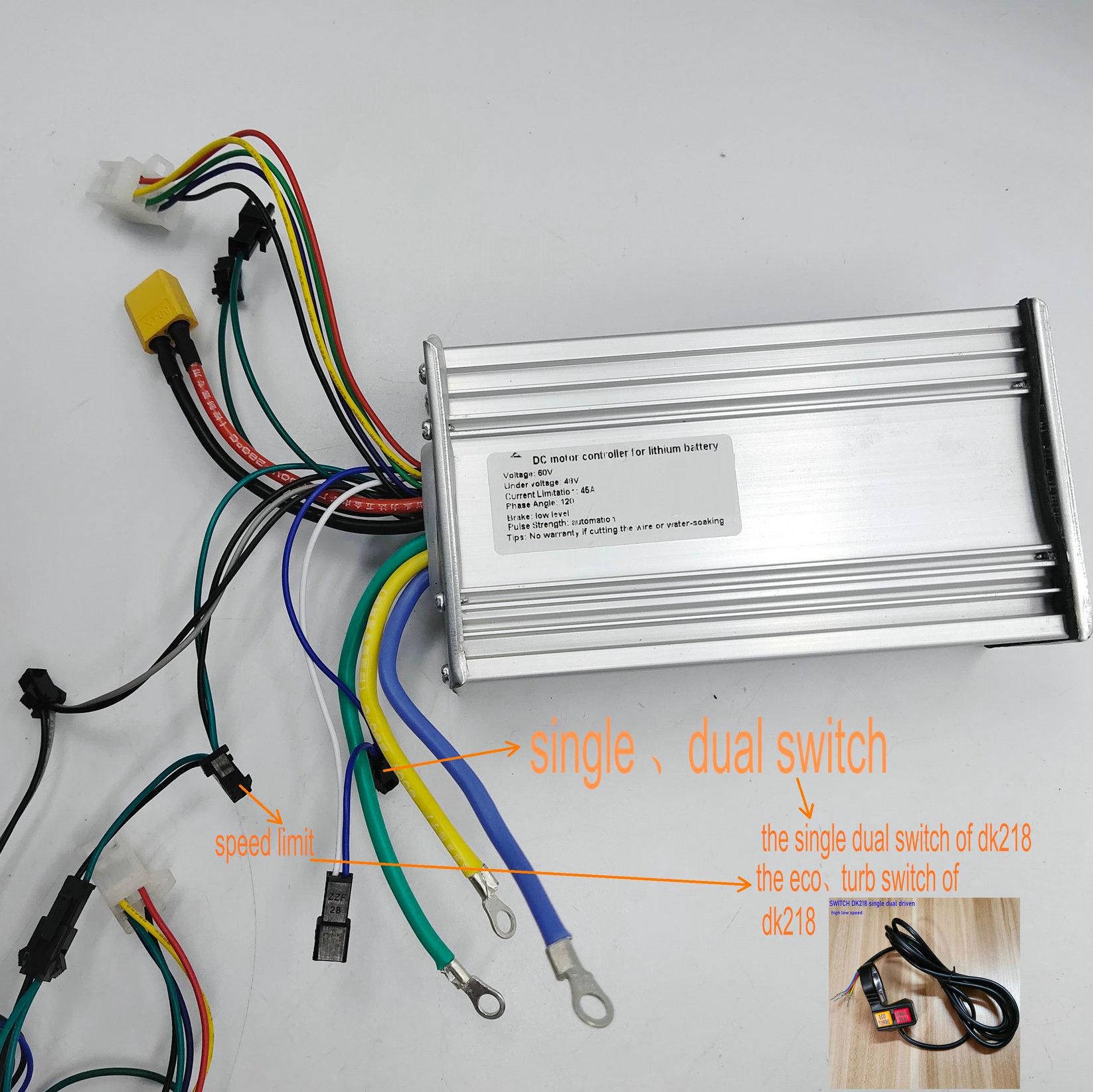 Màn hình 1*LCD với bộ điều khiển 1*Bộ điều khiển 60V45A 12mosfet cho xe tay ga điện đơn điều khiển động cơ MTB Color: 52V 45A green