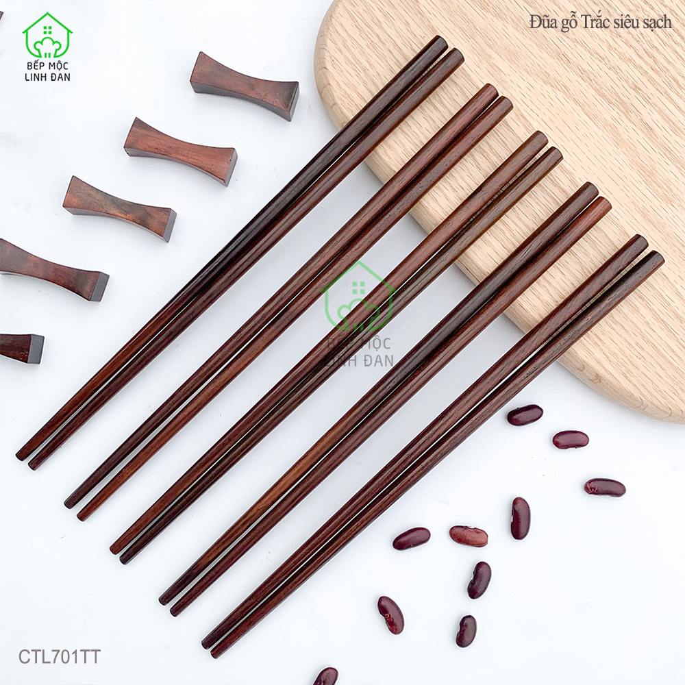 (5 Đôi ) Đũa Gỗ Trắc Việt Nam Tự Nhiên Siêu Sạch An Toàn Cho Sức Khỏe - Đũa Tròn [CTL701TT-5]