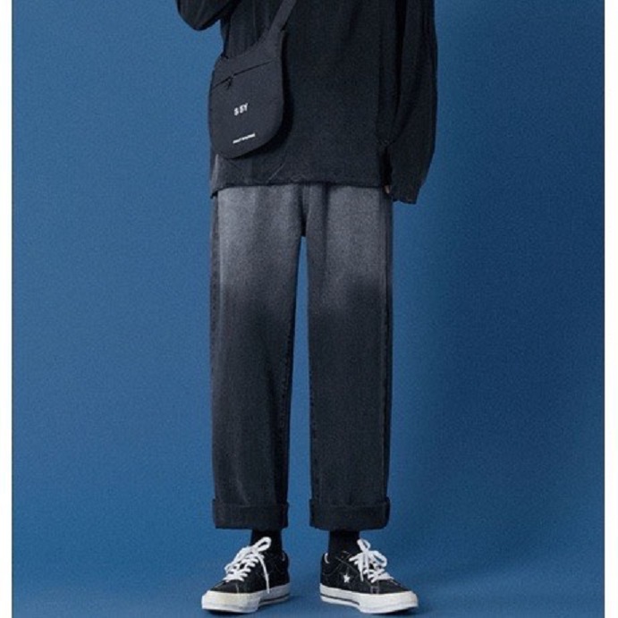 Quần jean nam BASIC ống suông rộng dáng baggy Wash 2 màu