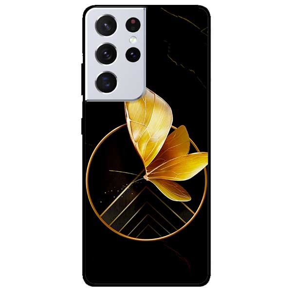 Ốp lưng dành cho Samsung Galaxy S21 Ultra mẫu Vòng Tròn Bướm Vàng