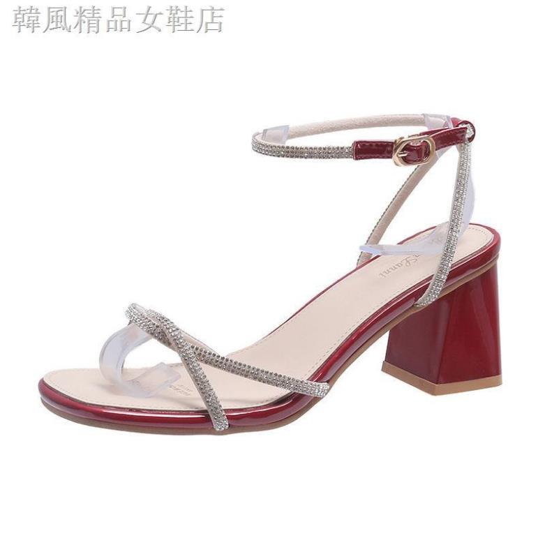 Hot 2023 Giày nữ sandal đính đá S36 cao cấp đế vuông 5 phần da mềm mịn siêu đẹp trend 2021