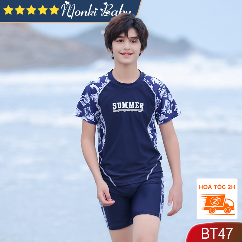 Đồ bơi size đại cho bé trai, áo tắm big size cho trẻ em trai lớn đến 63kg, mẫu cao cấp chất thun bơi Lycra đẹp dày dặn, phom chuẩn dáng khỏe thể thao  BT47 – Tím than – 160