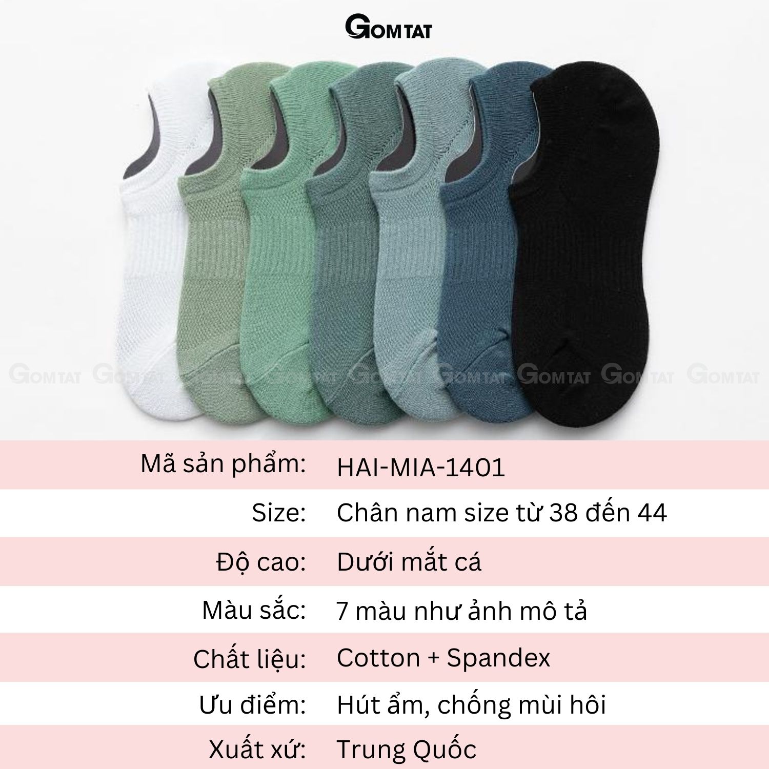 Combo 7 đôi tất nam đi giày lười, tất lười nam chất liệu cotton êm mềm mịn mát, cực êm chân - HAI-MIA-1401-CB7